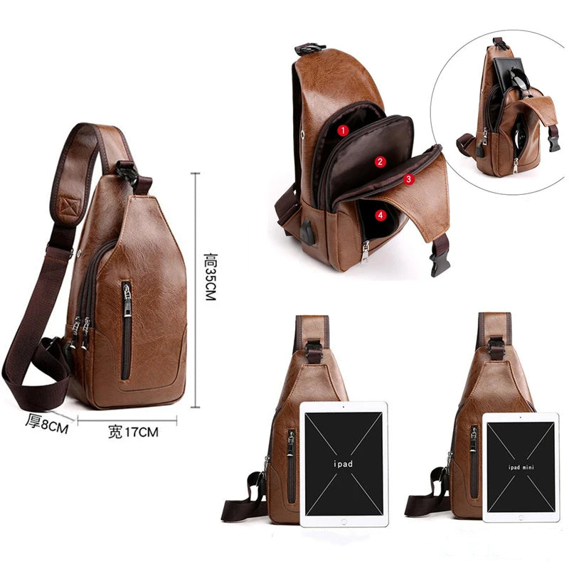 Borsa a Tracolla Uomo in Pelle - Marsupio Vintage Crossbody