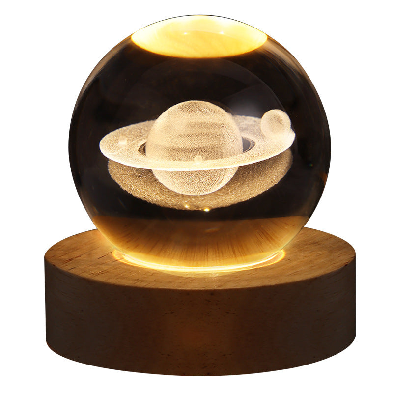 Lampada Notturna Galassia 3D in Cristallo - Pianeti Luna Sistema Solare LED