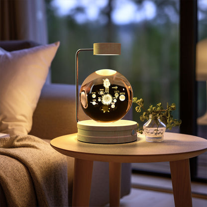 Lampada Notturna Sfera Cristallo 3D - Luce LED USB Decorativa da Comodino