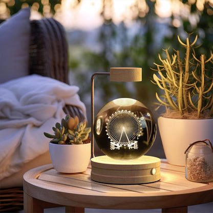 Lampada Notturna Sfera Cristallo 3D - Luce LED USB Decorativa da Comodino