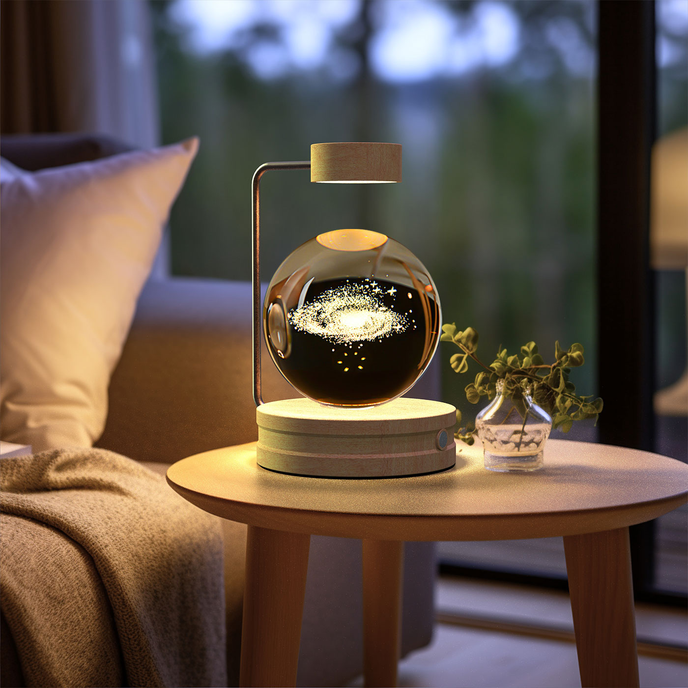 Lampada Notturna Sfera Cristallo 3D - Luce LED USB Decorativa da Comodino