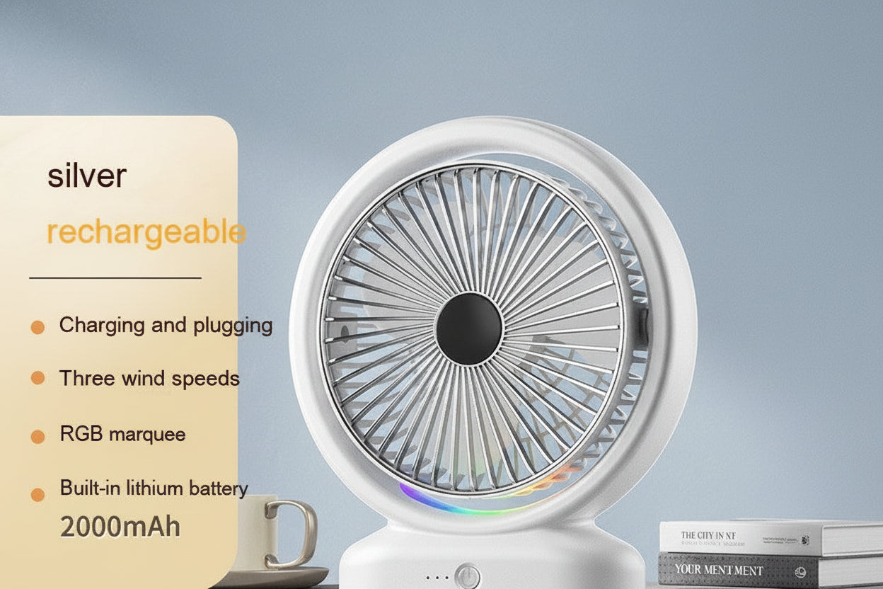 Ventilatore da Scrivania USB Ricaricabile Silenzioso