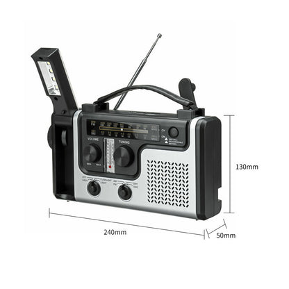 Radio Multibanda AM FM SW Solare con Manovella - Power Bank, Termometro, Torcia e Lampada Lettura
