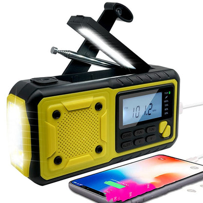 Radio Emergenza Solare 4000mAh con Manovella - Display Digitale, Power Bank e Torcia LED