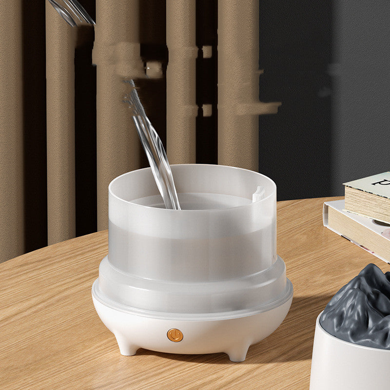 Umidificatore Vulcano con Effetto Fiamma - Diffusore Aromaterapia LED Design Creativo