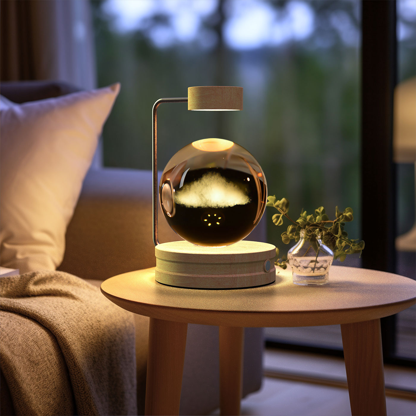 Lampada Notturna Sfera Cristallo 3D - Luce LED USB Decorativa da Comodino