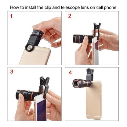Lente Telescopica 8X Clip-On per Smartphone con Zoom Ottico HD