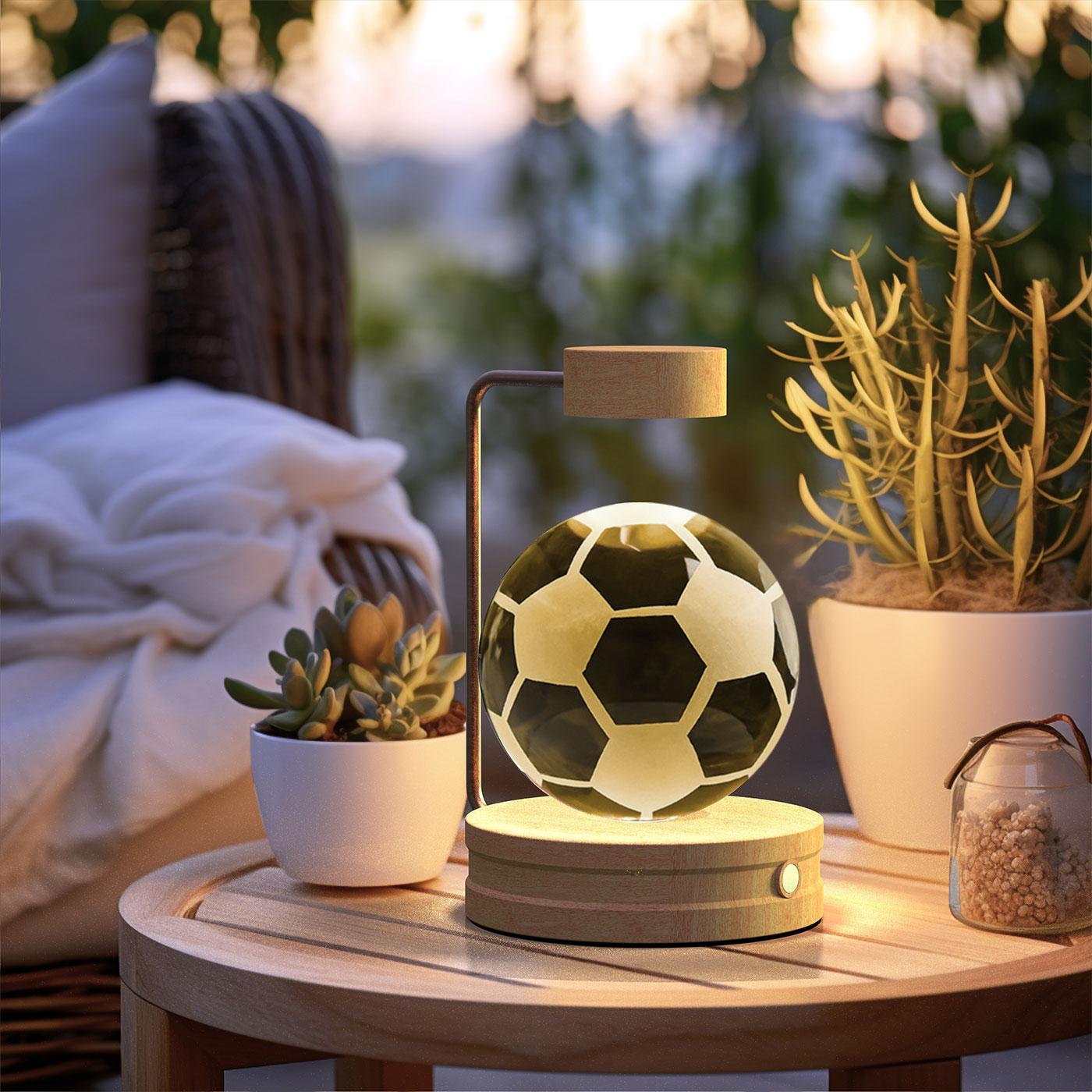 Lampada Notturna Sfera Cristallo 3D - Luce LED USB Decorativa da Comodino