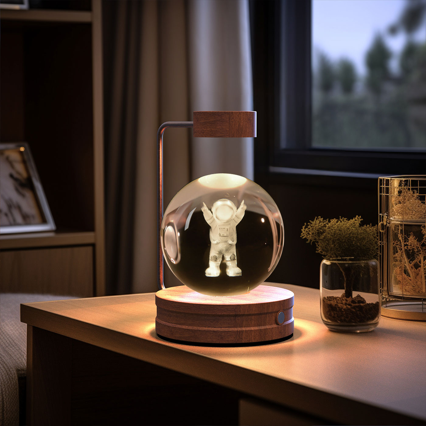Lampada Notturna Sfera Cristallo 3D - Luce LED USB Decorativa da Comodino