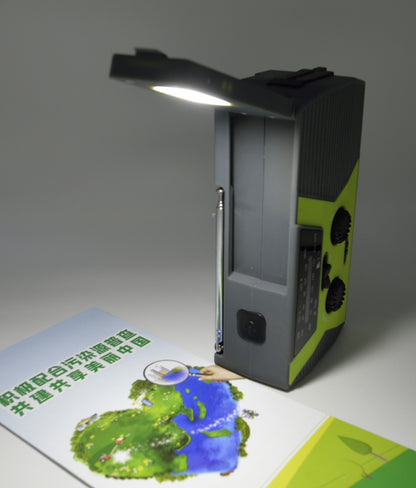 Radio Solare 5 in 1 con Manovella - Torcia LED, Power Bank, Allarme e Meteo AM/FM/NOAA