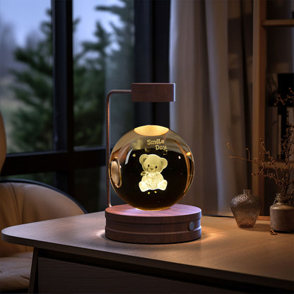 Lampada Notturna Sfera Cristallo 3D - Luce LED USB Decorativa da Comodino