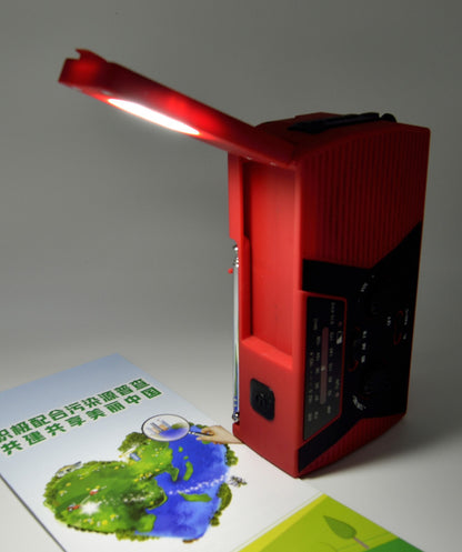 Radio Solare 5 in 1 con Manovella - Torcia LED, Power Bank, Allarme e Meteo AM/FM/NOAA