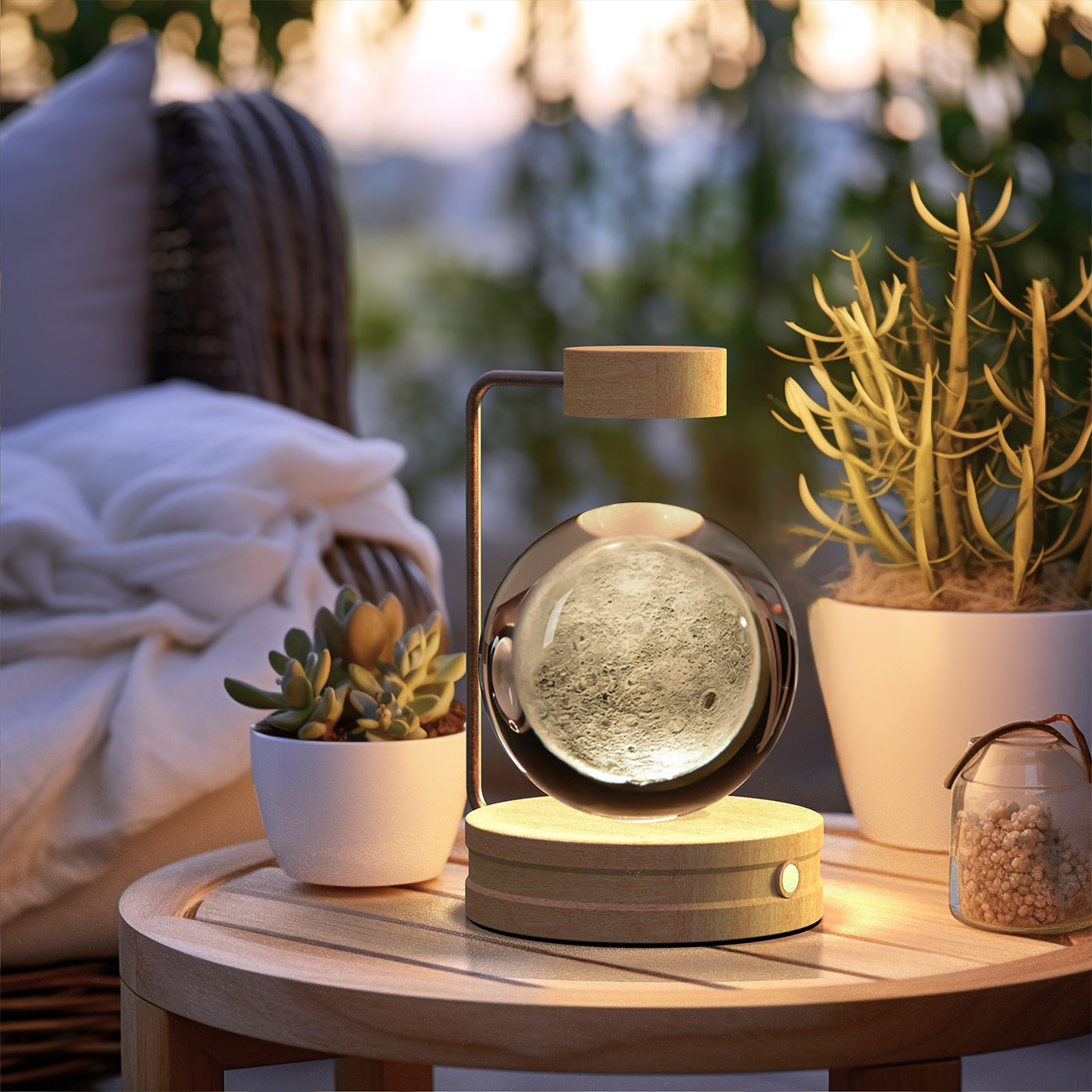 Lampada Notturna Sfera Cristallo 3D - Luce LED USB Decorativa da Comodino