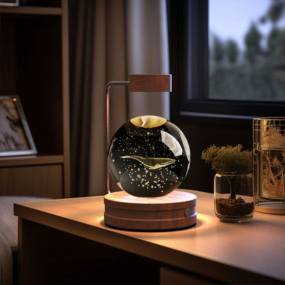Lampada Notturna Sfera Cristallo 3D - Luce LED USB Decorativa da Comodino
