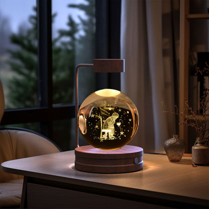 Lampada Notturna Sfera Cristallo 3D - Luce LED USB Decorativa da Comodino