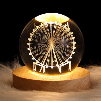 Lampada Notturna Galassia 3D in Cristallo - Pianeti Luna Sistema Solare LED