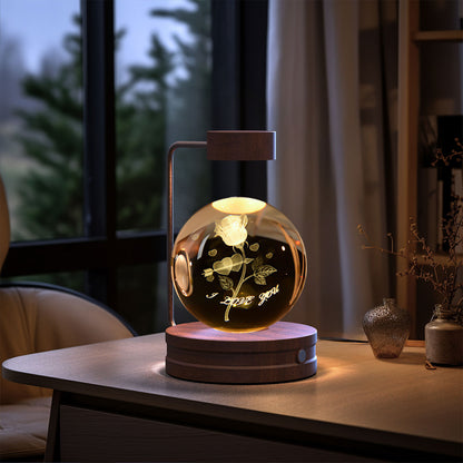 Lampada Notturna Sfera Cristallo 3D - Luce LED USB Decorativa da Comodino