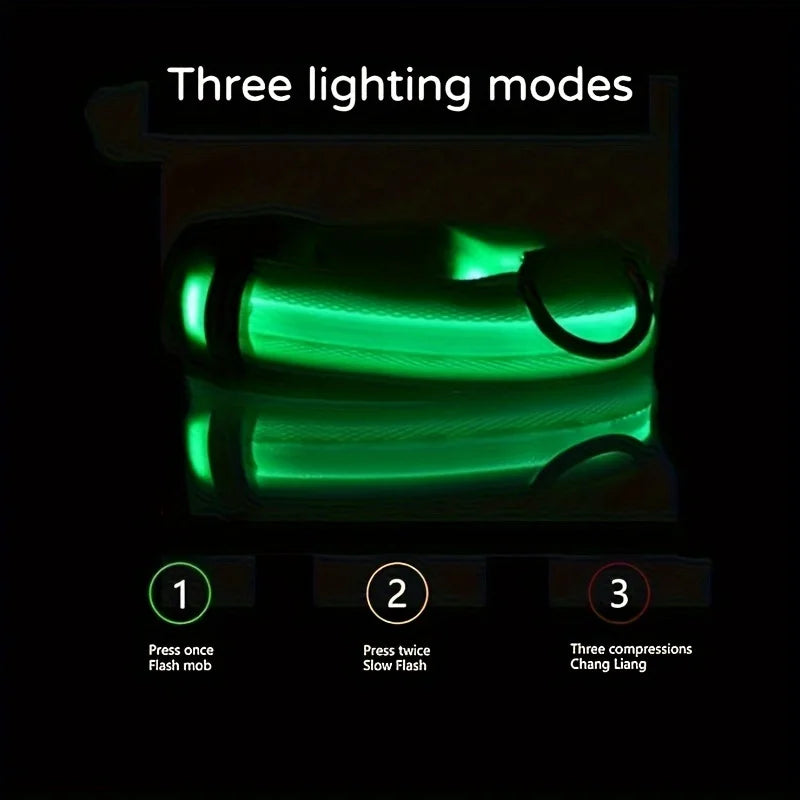 Collare LED Riflettente per Cani con Luce Notturna