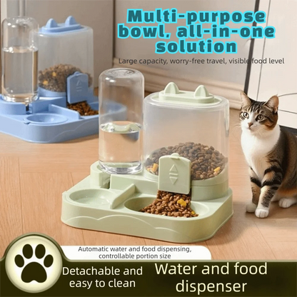 Mangiatoia Automatica 2 in 1 per Gatti con Dispenser Acqua