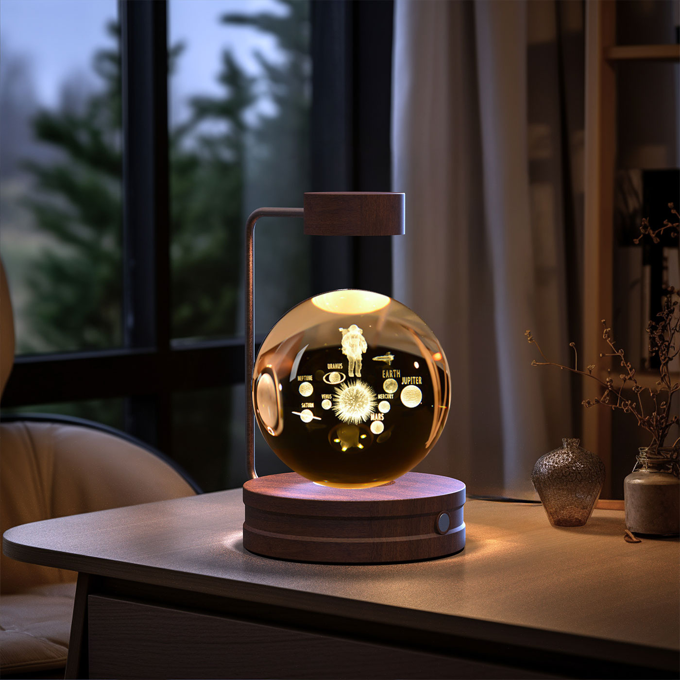 Lampada Notturna Sfera Cristallo 3D - Luce LED USB Decorativa da Comodino