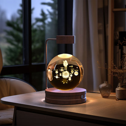 Lampada Notturna Sfera Cristallo 3D - Luce LED USB Decorativa da Comodino