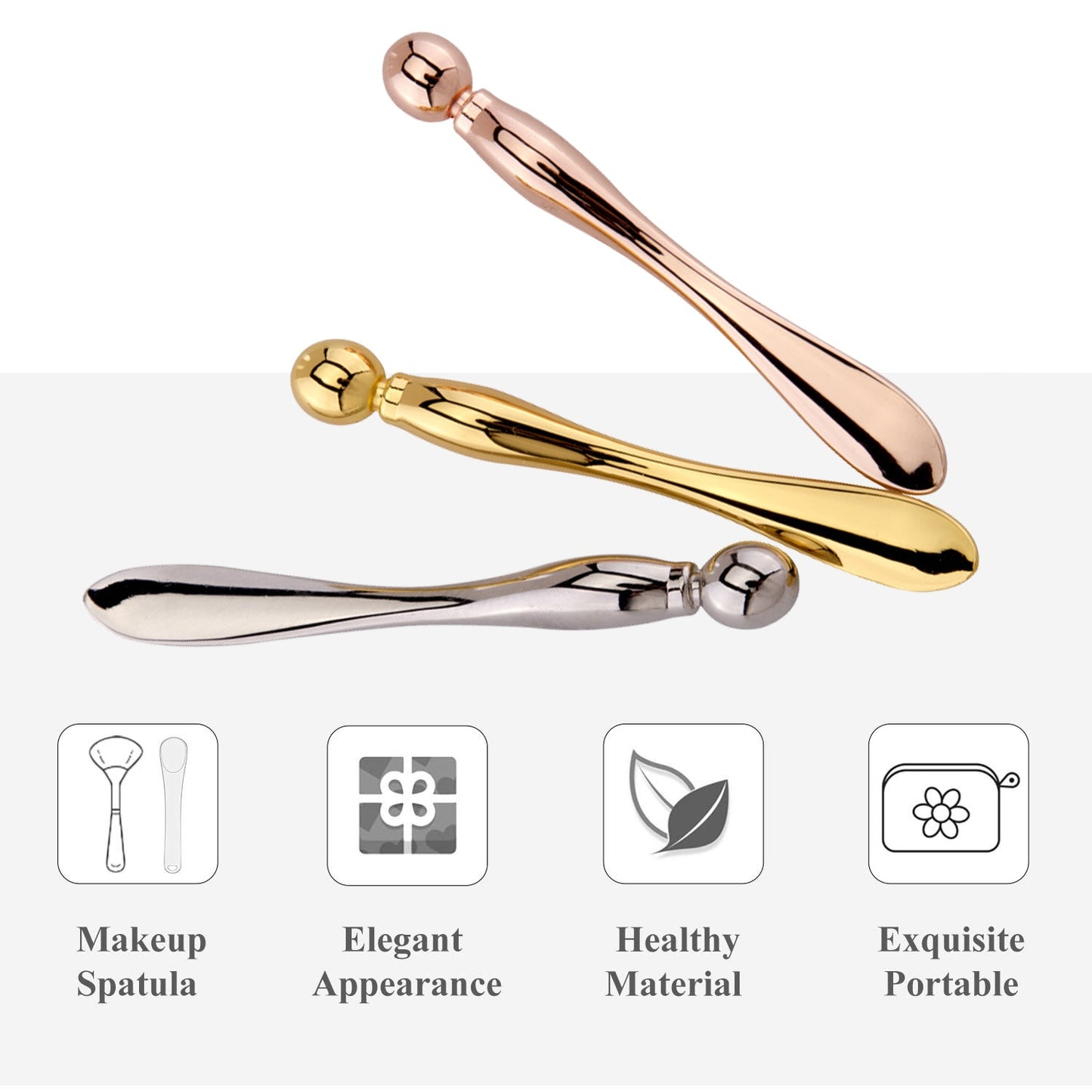 Massaggiatore Occhi 2-in-1 con Spatola Crema in Lega di Zinco