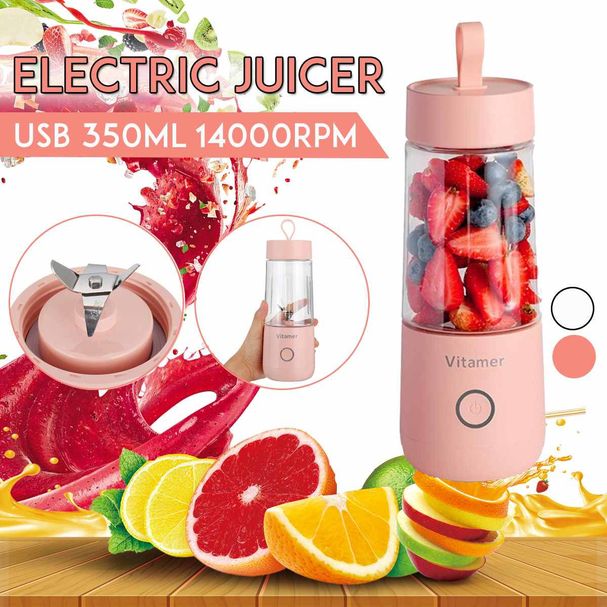 Frullatore Portatile 350ml USB Ricaricabile - Mini Blender Smoothie
