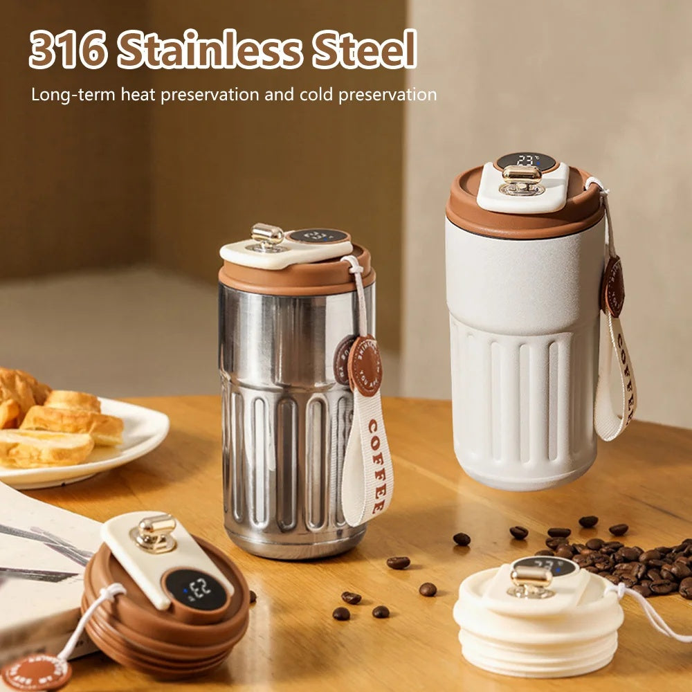 Borraccia Termica Smart Digitale 450ml - Bottiglia Acciaio Inox con Display Temperatura