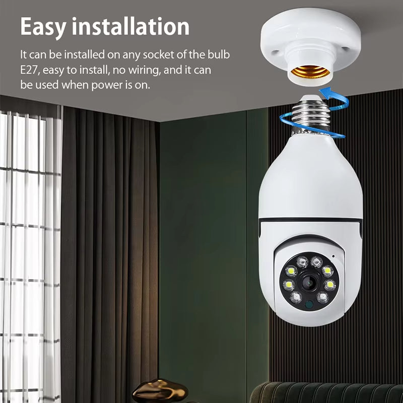 Telecamera Lampadina WiFi 360° con Visione Notturna E27 1080P