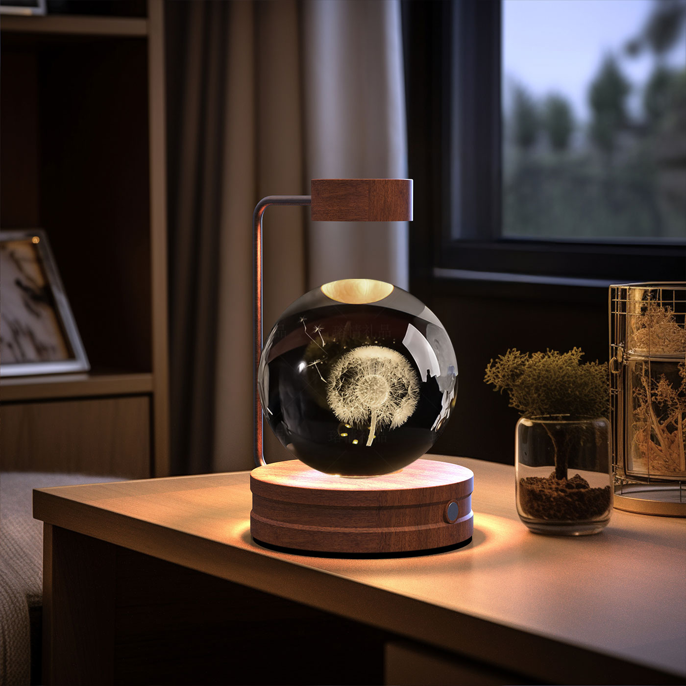 Lampada Notturna Sfera Cristallo 3D - Luce LED USB Decorativa da Comodino