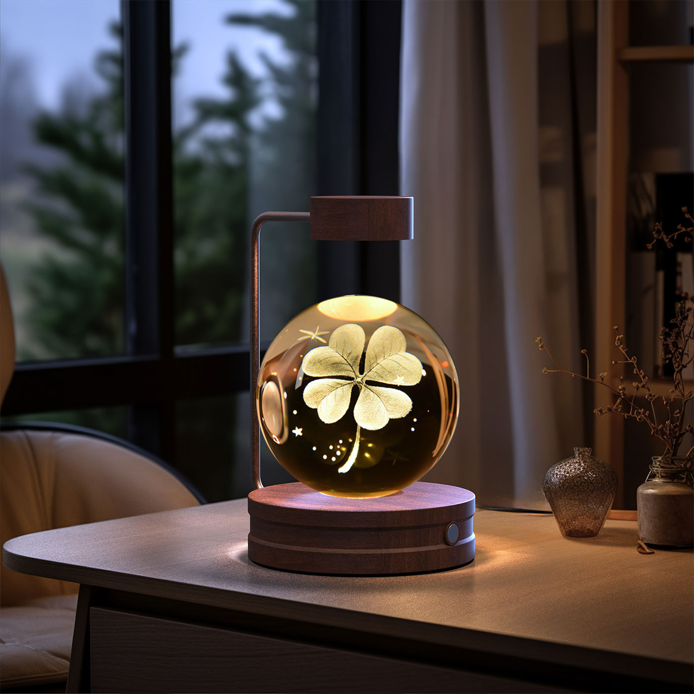 Lampada Notturna Sfera Cristallo 3D - Luce LED USB Decorativa da Comodino