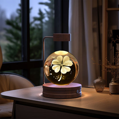 Lampada Notturna Sfera Cristallo 3D - Luce LED USB Decorativa da Comodino