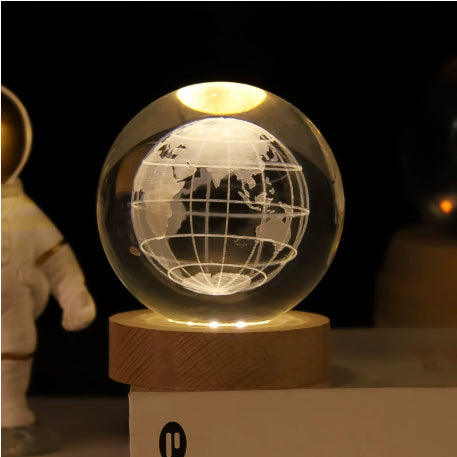 Lampada Notturna Galassia 3D in Cristallo - Pianeti Luna Sistema Solare LED