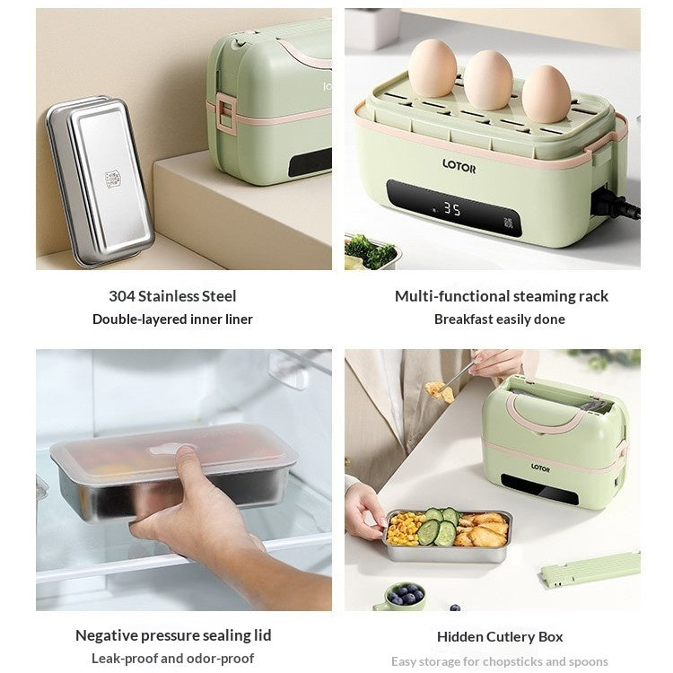 Lunch Box Elettrico Riscaldante Doppio Strato - Porta Pranzo Termico