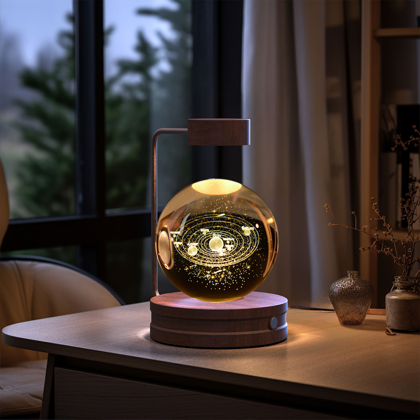 Lampada Notturna Sfera Cristallo 3D - Luce LED USB Decorativa da Comodino