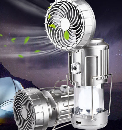 Lanterna Campeggio Solare LED con Ventilatore Ricaricabile