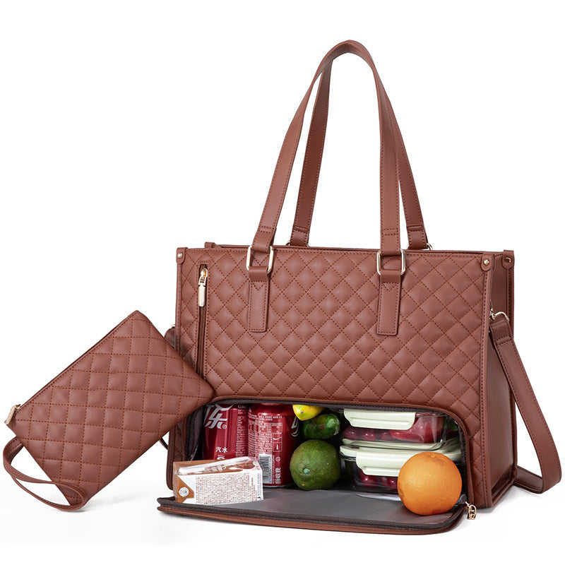 Borsa Termica Trapuntata 2-in-1 Donna con Portafoglio - Lunch Bag e Laptop Bag