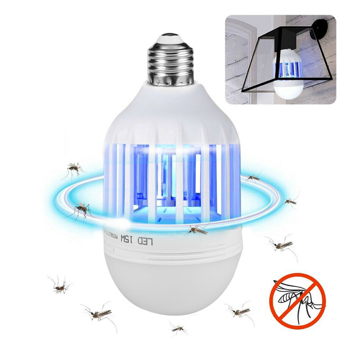 Lampadina LED Antizanzare 2-in-1 E27 15W con Trappola Insetti