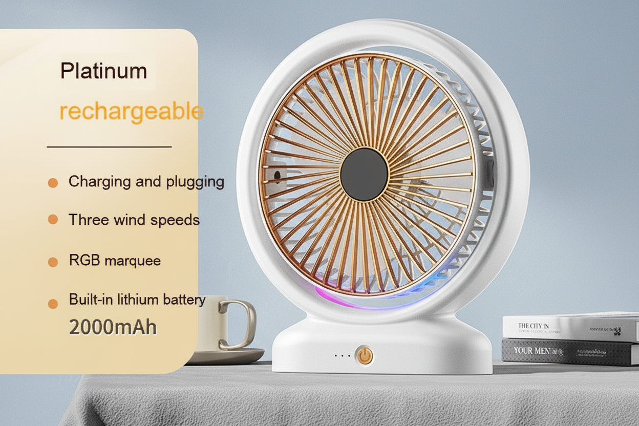 Ventilatore da Scrivania USB Ricaricabile Silenzioso
