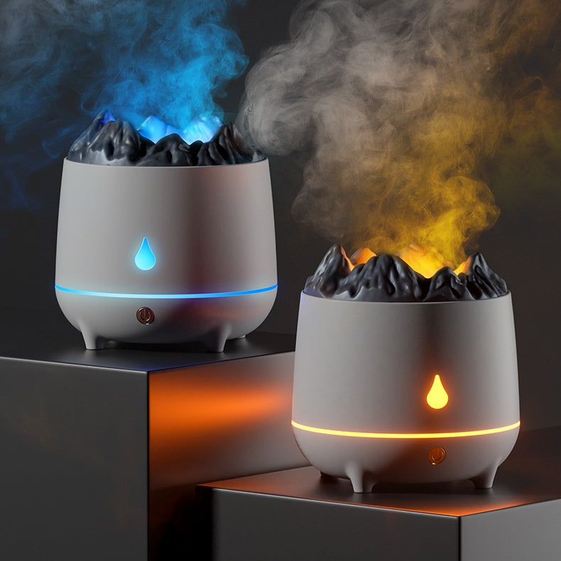 Umidificatore Vulcano con Effetto Fiamma - Diffusore Aromaterapia LED Design Creativo
