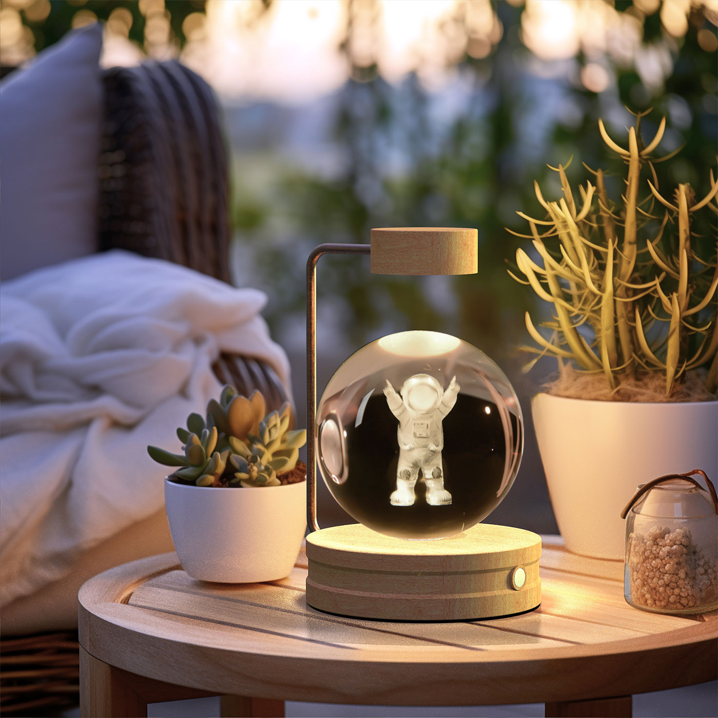 Lampada Notturna Sfera Cristallo 3D - Luce LED USB Decorativa da Comodino