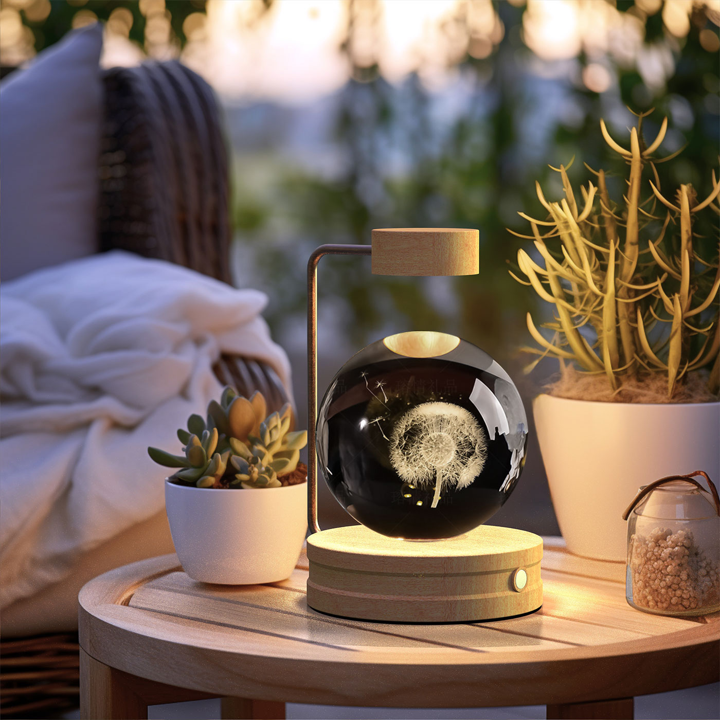 Lampada Notturna Sfera Cristallo 3D - Luce LED USB Decorativa da Comodino