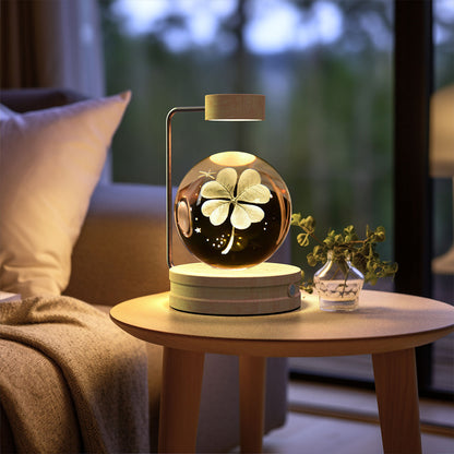 Lampada Notturna Sfera Cristallo 3D - Luce LED USB Decorativa da Comodino