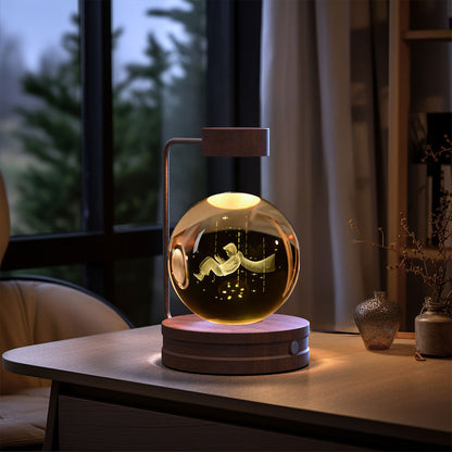 Lampada Notturna Sfera Cristallo 3D - Luce LED USB Decorativa da Comodino