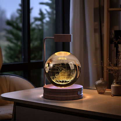 Lampada Notturna Sfera Cristallo 3D - Luce LED USB Decorativa da Comodino