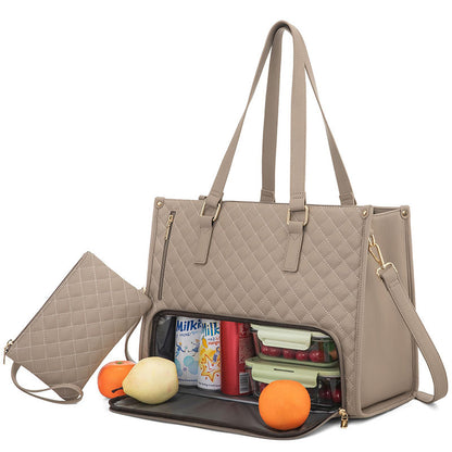 Borsa Termica Trapuntata 2-in-1 Donna con Portafoglio - Lunch Bag e Laptop Bag