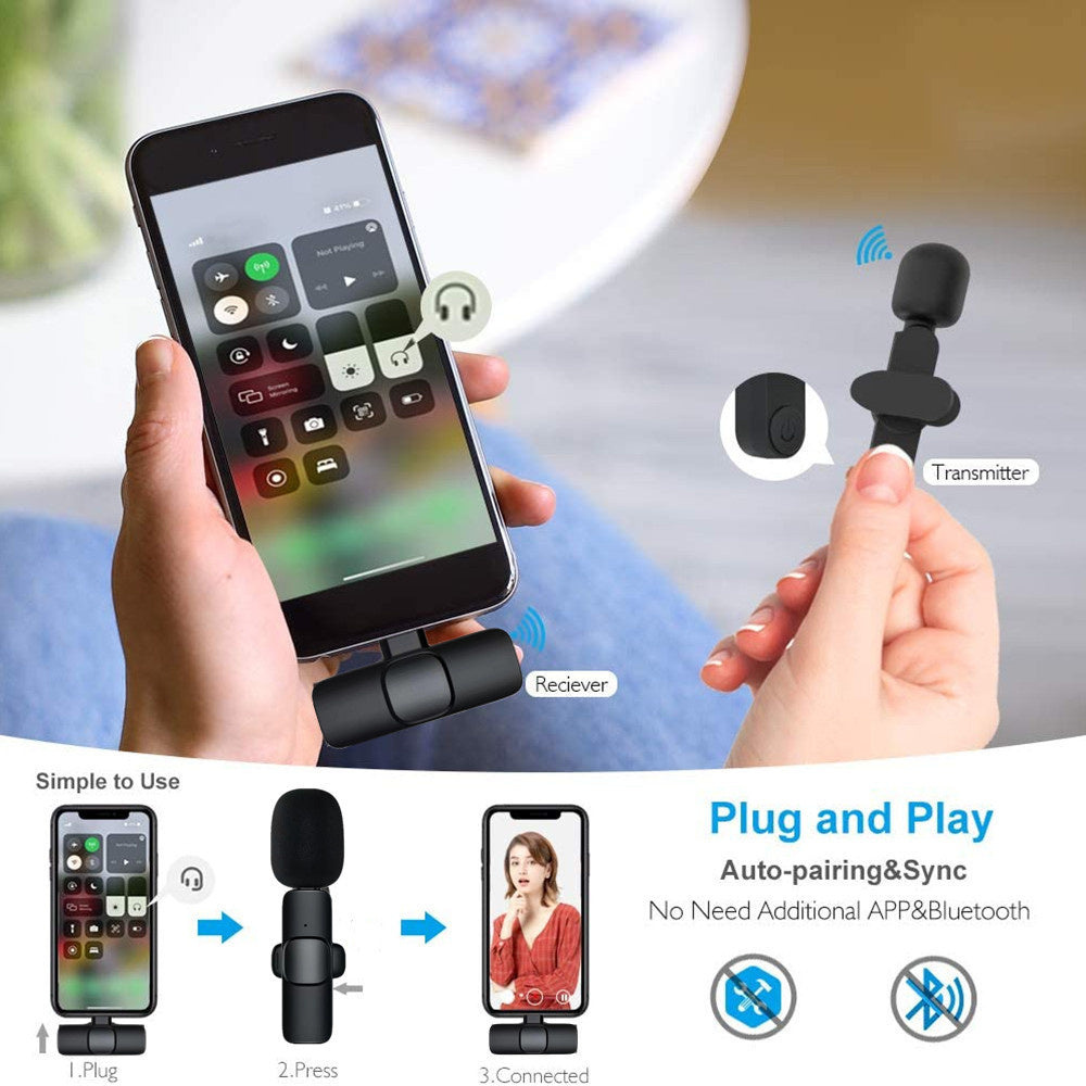 Microfono Wireless Lavalier per iPhone e Android - Audio Professionale