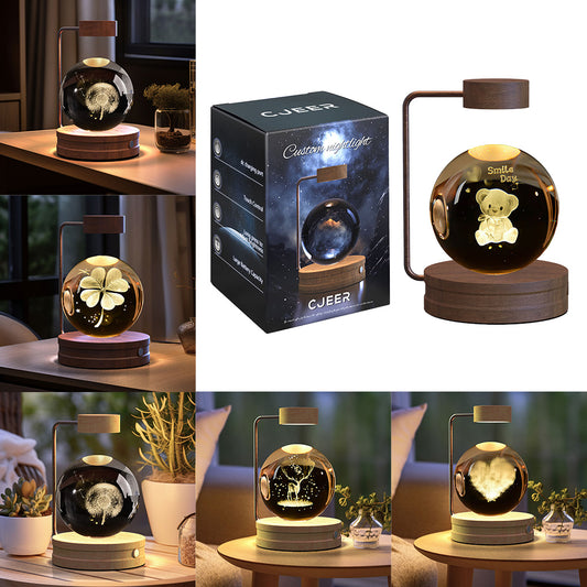 Lampada Notturna Sfera Cristallo 3D - Luce LED USB Decorativa da Comodino