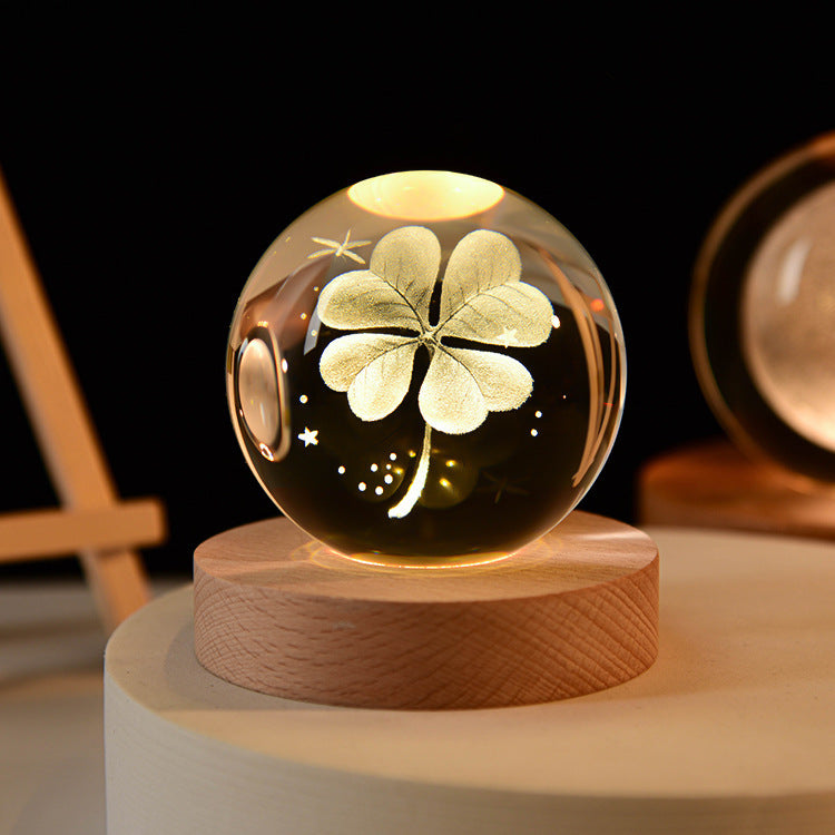 Lampada Notturna Galassia 3D in Cristallo - Pianeti Luna Sistema Solare LED