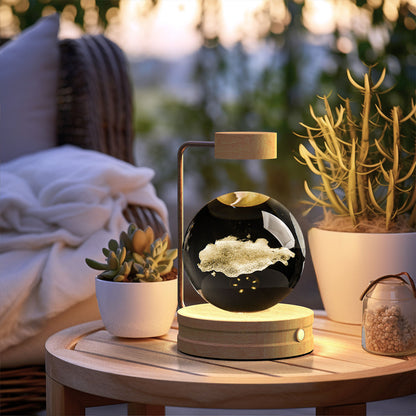 Lampada Notturna Sfera Cristallo 3D - Luce LED USB Decorativa da Comodino